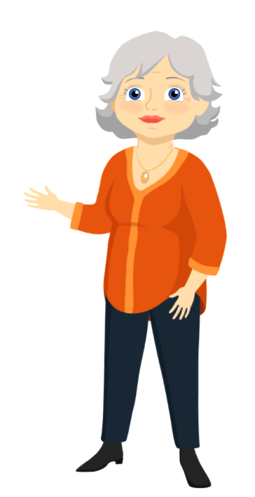 Elderly woman presenting information